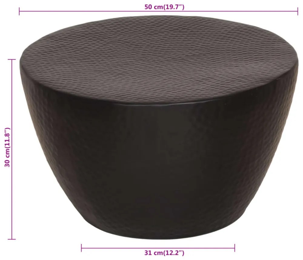 fekete kalapált alumínium dohányzóasztal Ø 50 x 30 cm