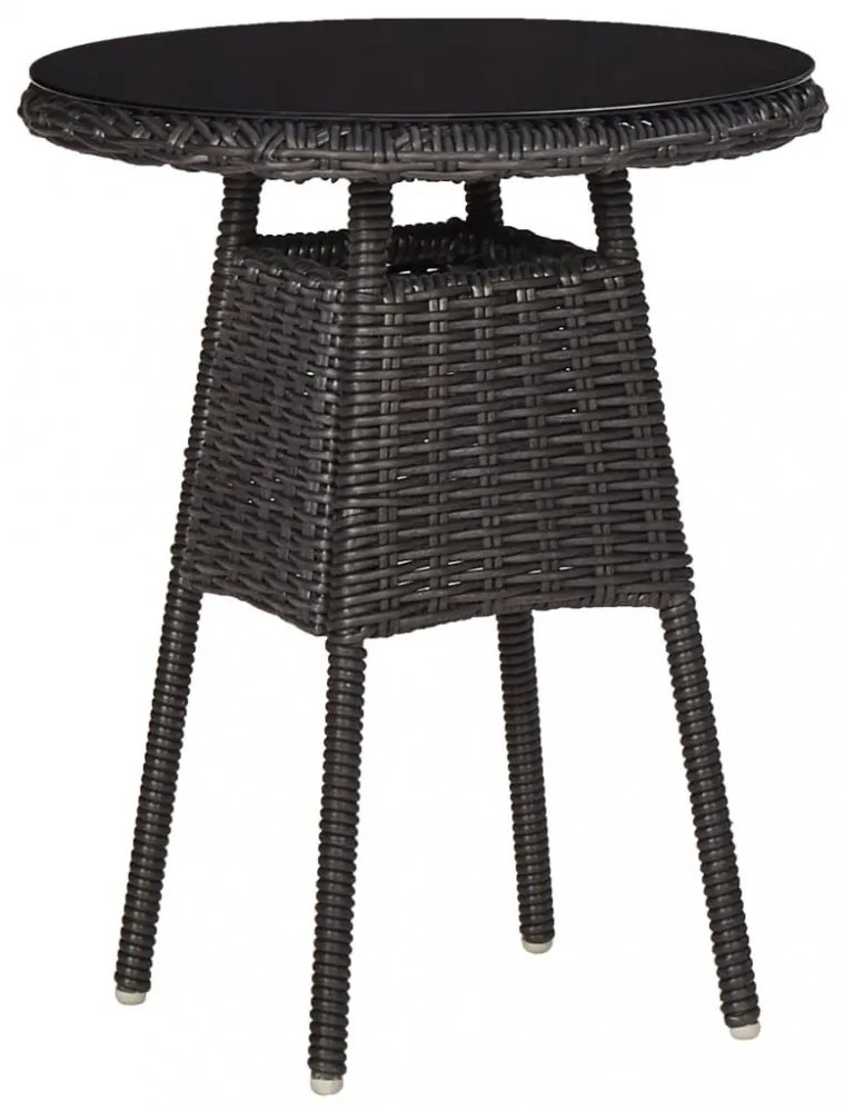 3 darabos fekete polyrattan kerti bisztrószett párnákkal