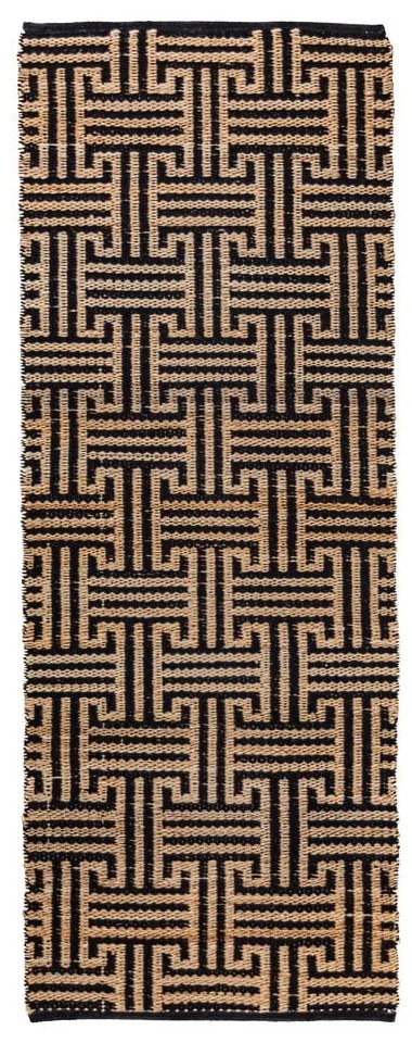 Fekete-natúr színű kézi szövésű jutakeverék futószőnyeg 80x230 cm Meander Jute – Flair Rugs