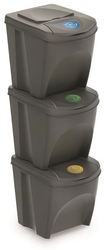 Prosperplast SORTIBOX 3 x 25 l szürke hulladékgyűjtő