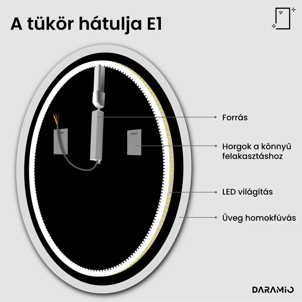 Kerek tükör LED világítással E1