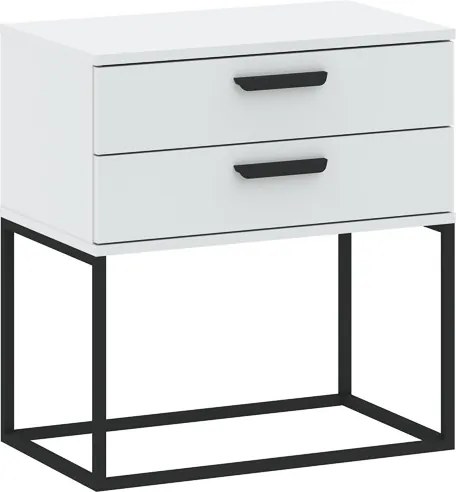 CADRO 2 fiókos éjjeli szekrény, 60 cm, No. 6 vázon | Fehér