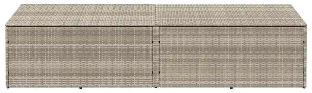 világosszürke polyrattan kerti tárolóláda 220x50x58 cm