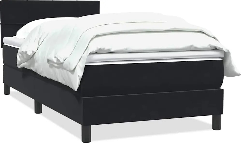 vidaXL fekete bársony rugós ágy matraccal 90x210 cm