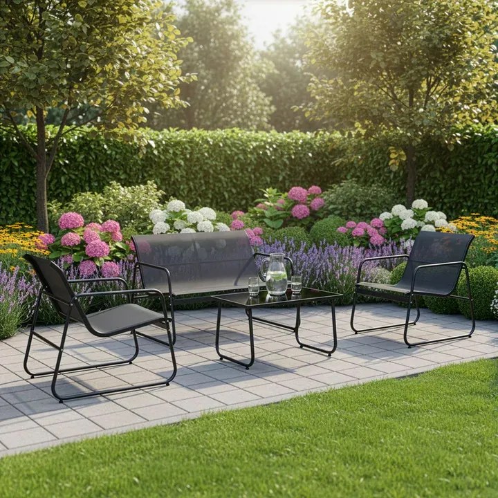 Juskys Genoa kerti fém garnitúra - antracit