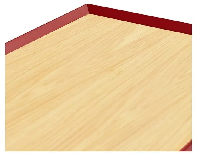 Piros alacsony komód tölgyfa dekorral 165x78 cm Arista – Teulat