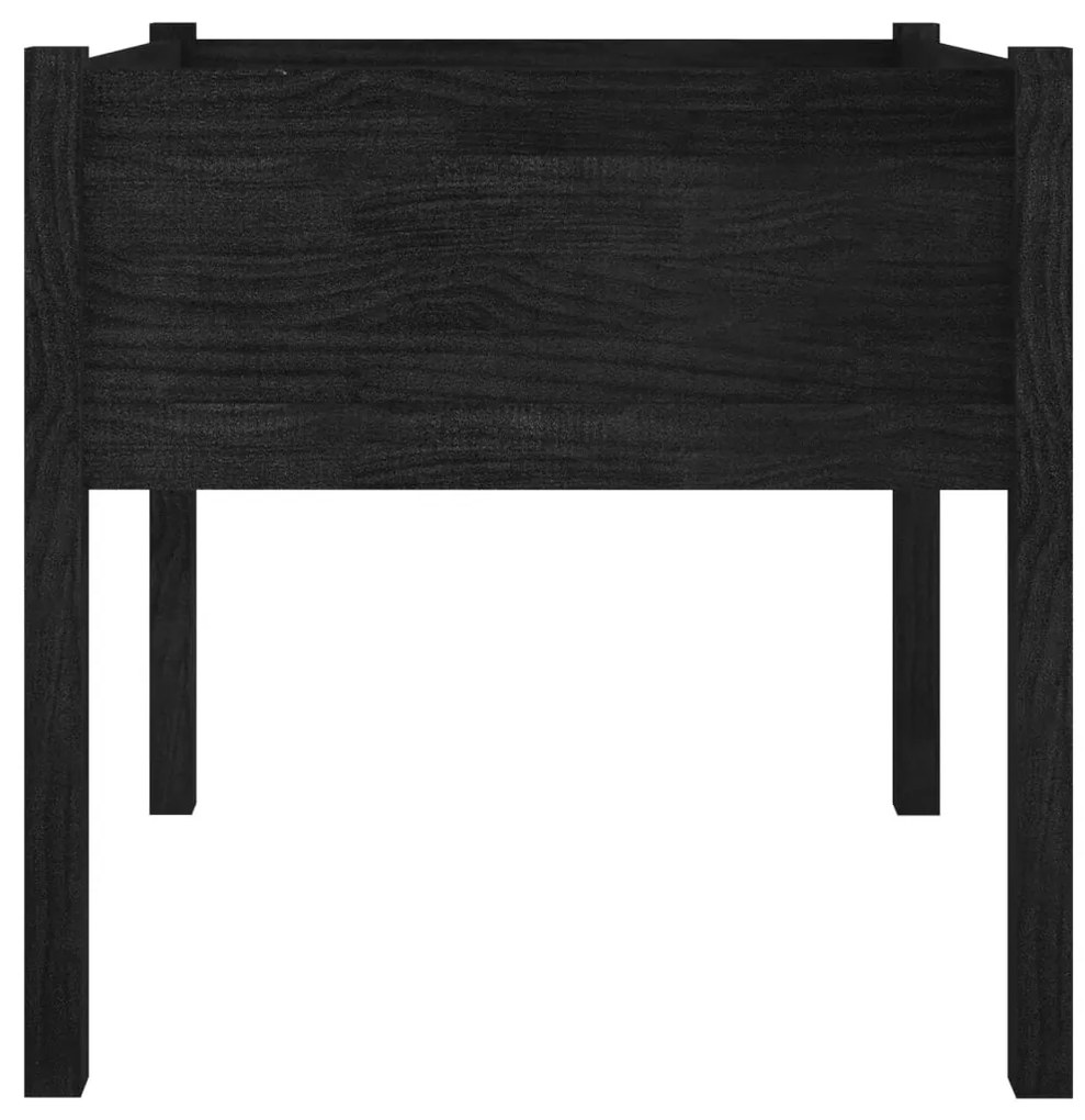 Fekete tömör fenyőfa virágtartó 70 x 70 x 70 cm