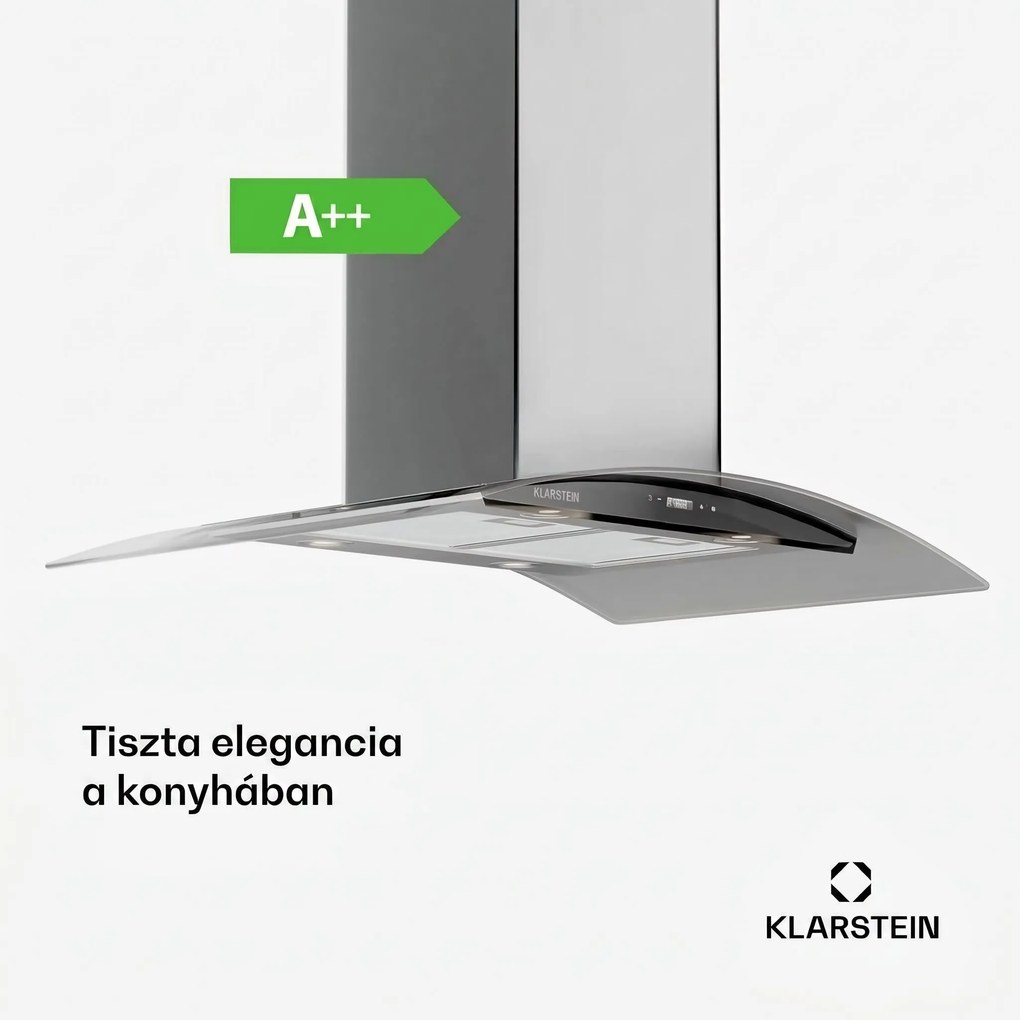 Klarstein Colette, páraelszívó, 90 cm, 601 m³/ó, A energiaosztály, rozsdamentes acél, ezüst