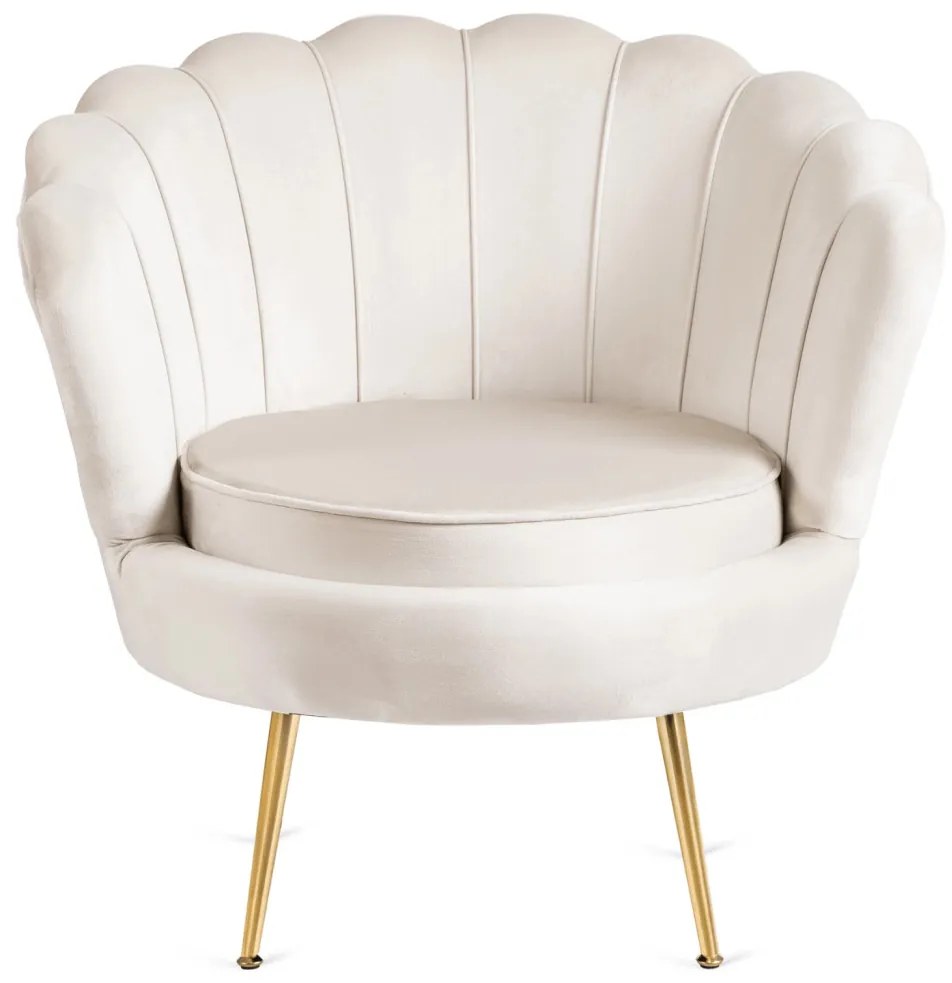 Elegáns Fotel Lábtartóval Krészínű Bársony Kárpittal. GRAND