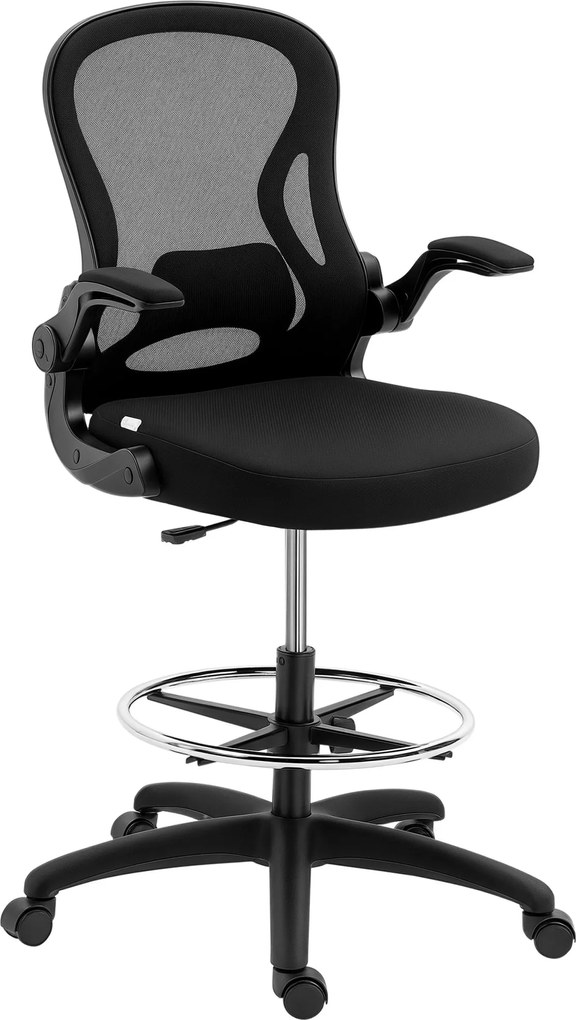 Vinsetto Tervező Szék Forgószék Magas Hátú Közepes Hátú Derék Támogatás Emelhető Karfa Állítható Magasság Teherbírás 120 kg 59x65x102-122 cm Fekete |