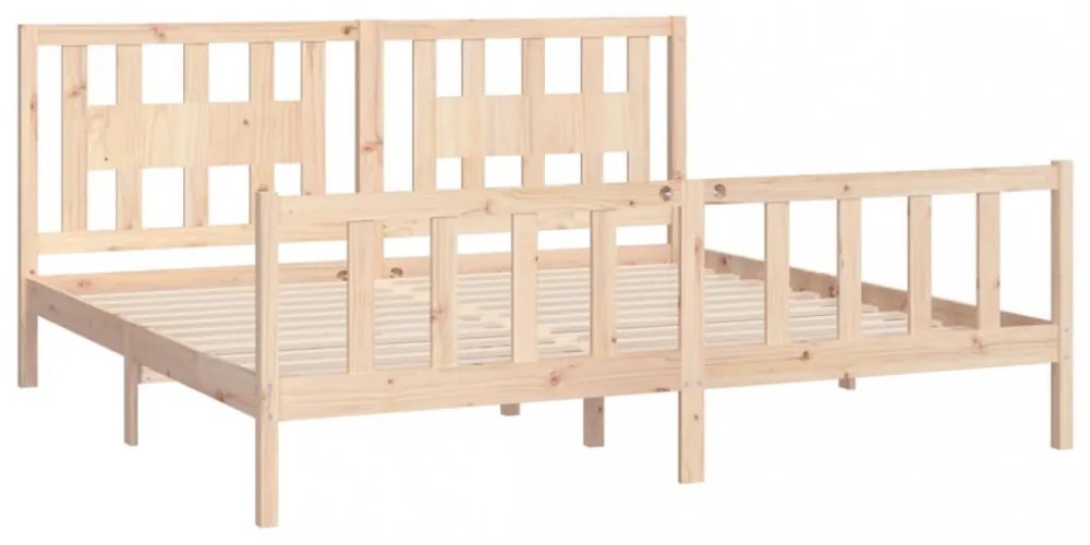 tömör fenyőfa ágykeret fejtámlával 200 x 200 cm