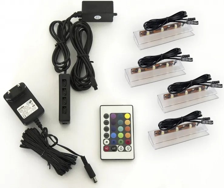 Rejtett LED világítás nappali bútorokhoz 4 led + 2 négyzet alakú kék - C63, C66, S55