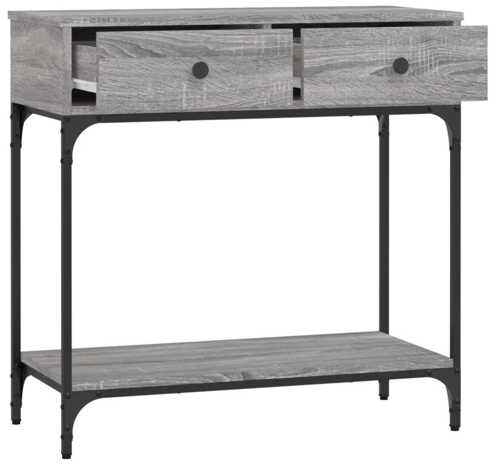 szürke sonoma színű szerelt fa konzolasztal 75 x 34,5 x 75 cm