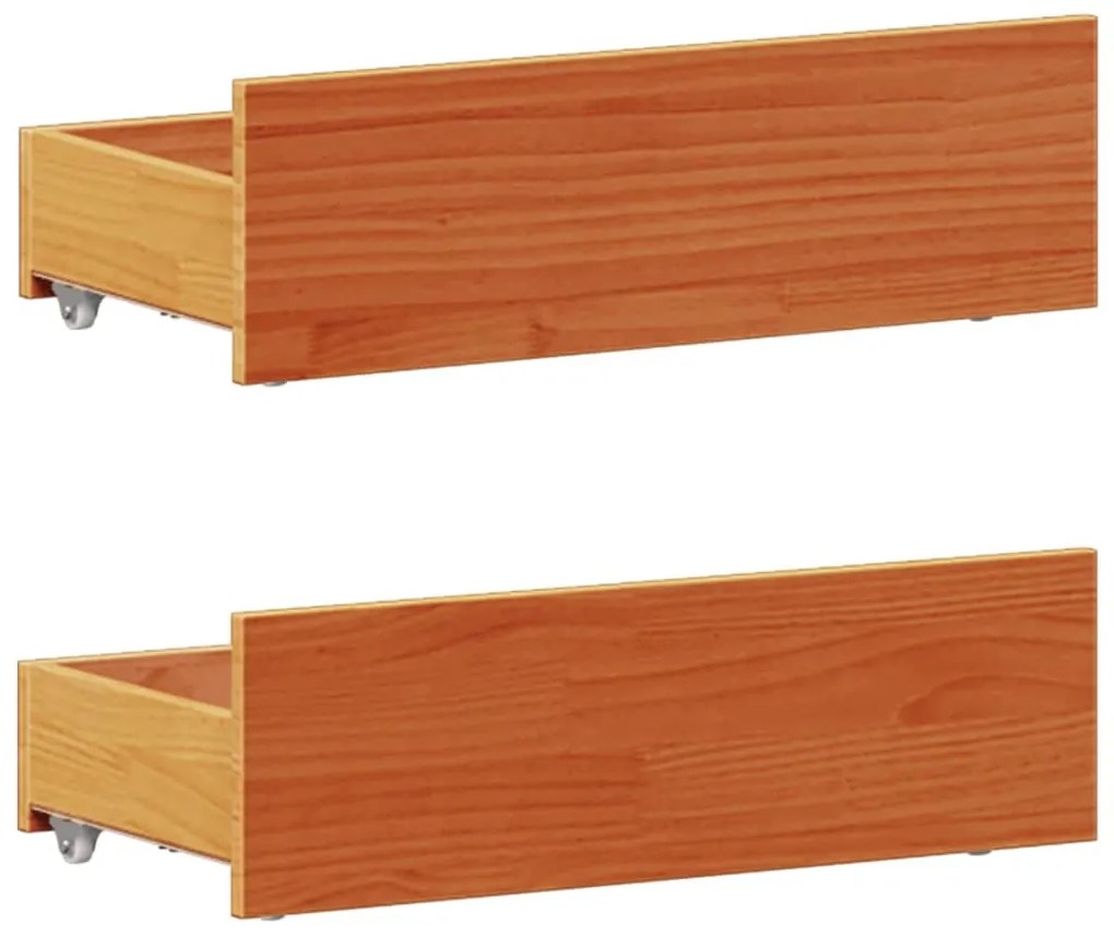 barna tömör fenyőfa könyvespolcos ágy matrac nélkül 90 x 190 cm