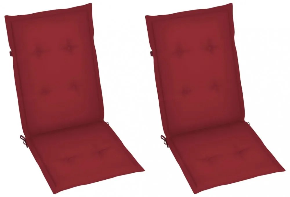 2 db tömör tíkfa kerti szék bordó párnával