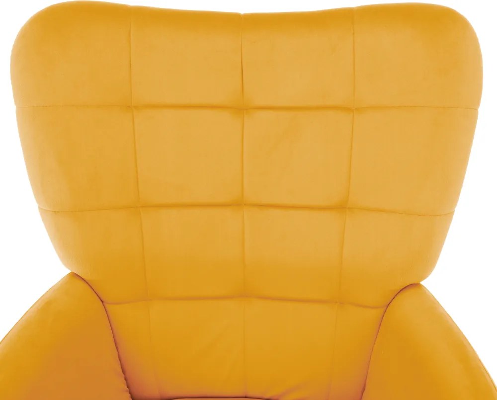 Fotel lábtartóval, sárga Velvet szövet/fekete, HABEN