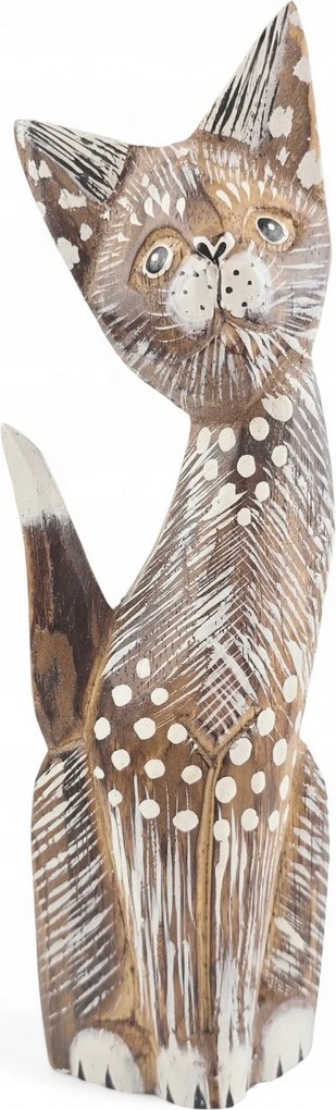 Szobor Figurka Malowana Cica Szobrászati Díszes Macska Fa *25 cm.