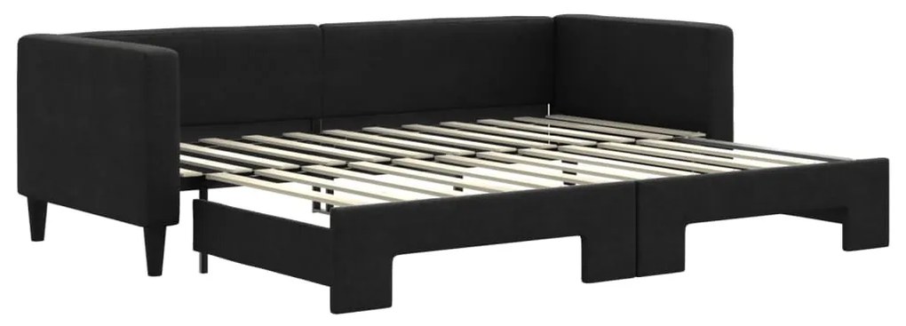 fekete kihúzható szövet heverő 80 x 200 cm