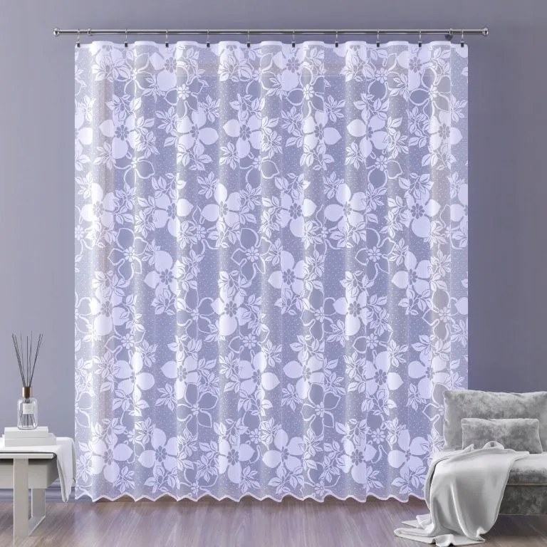 Jacquard függöny 140 cm magas Calama A145 fehér
