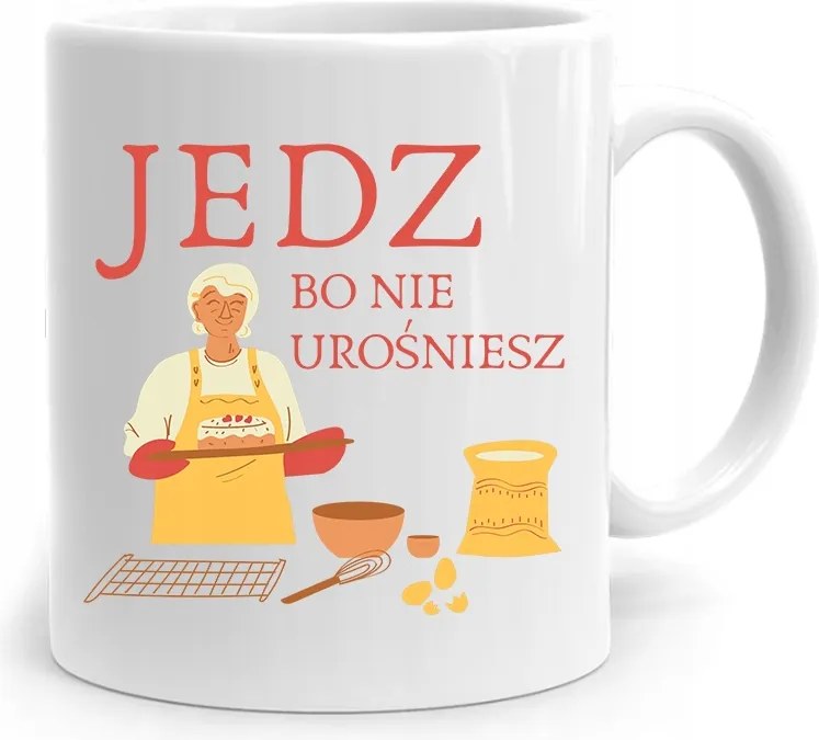 Nagymama Bögre Születésnapra Egyél, Mert Nem Fogsz Megnőni fényképes nyomattal