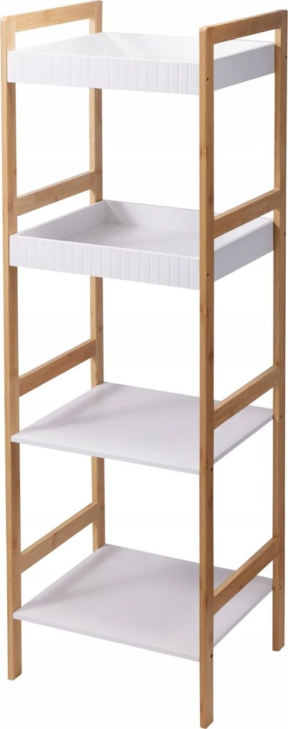 Bambusz Fürdőszobaoszlop 4 Db Mdf Polccal 36 X 33 X 110 CM