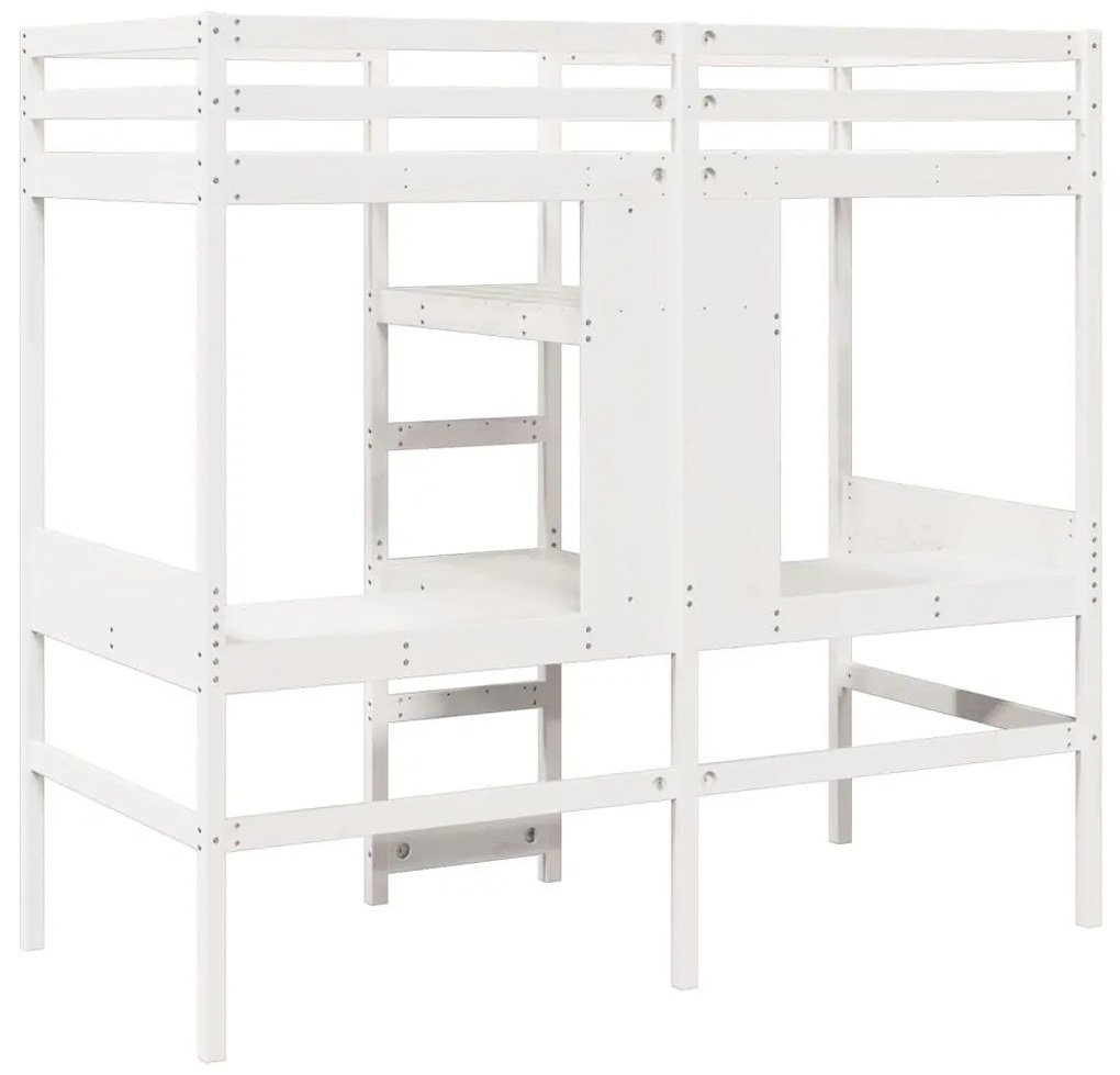fehér tömör fenyő galériaágy-keret matrac nélkül 90 x 190 cm