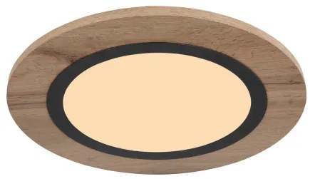Globo 67292D3 Mennyezeti lámpa fém fekete matt, MDF fa sötét, műanyag fehér, ø: 400mm, M:45mm, LED 15W 230V, 1700lm forrás, 800lm kimenet, 3000K