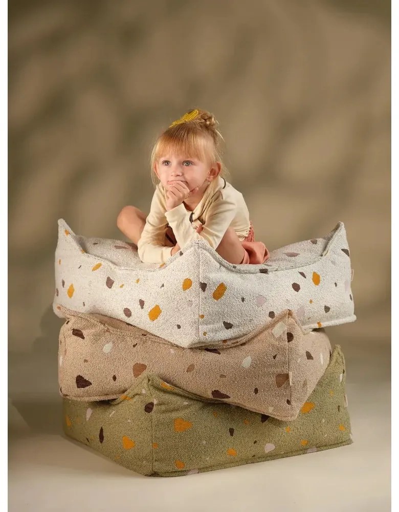 Fehér buklé-zsenília gyerek babzsákfotel Terrazzo Square – Wigiwama