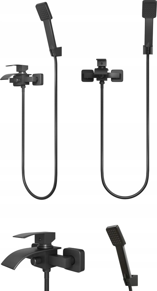 Kádtöltő Csaptelep Elva Vízesés Kifolyócső Kaszkád Csaptelep Fekete Fürdőszoba