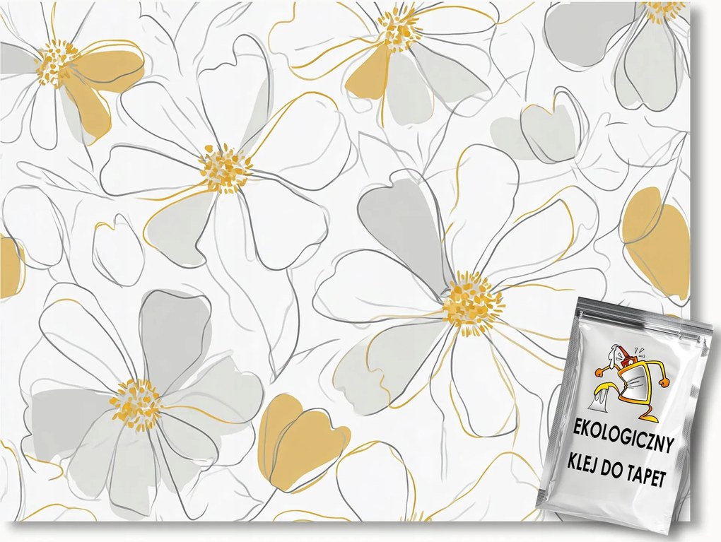 Fotótapéta Flizelina Grafika Rajz Növény Virágok Line Art 150x105 ragasztó