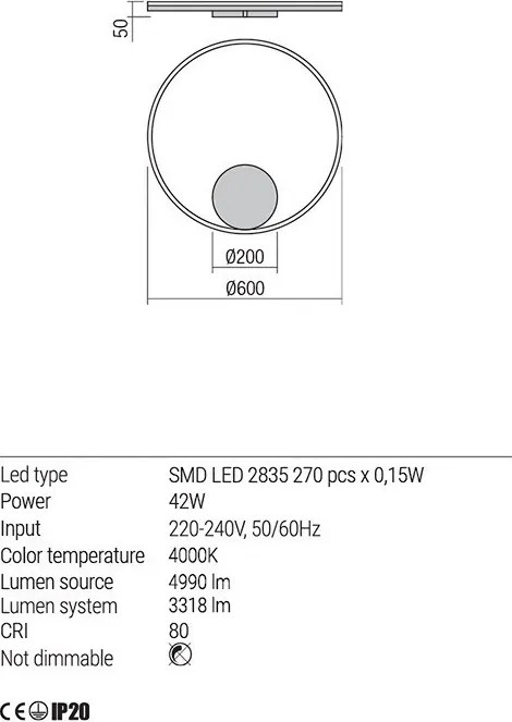Fali Lámpa Fekete ORBIT REDO 01-1958-TRIAC