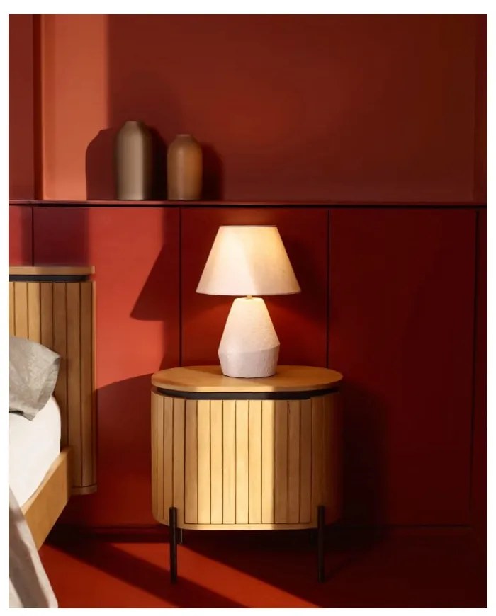 Fehér asztali lámpa textil búrával (magasság 43 cm) Noara – Kave Home