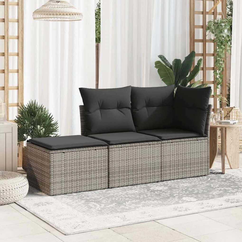 Szürke polyrattan kerti szék párnával 55 x 55 x 37 cm