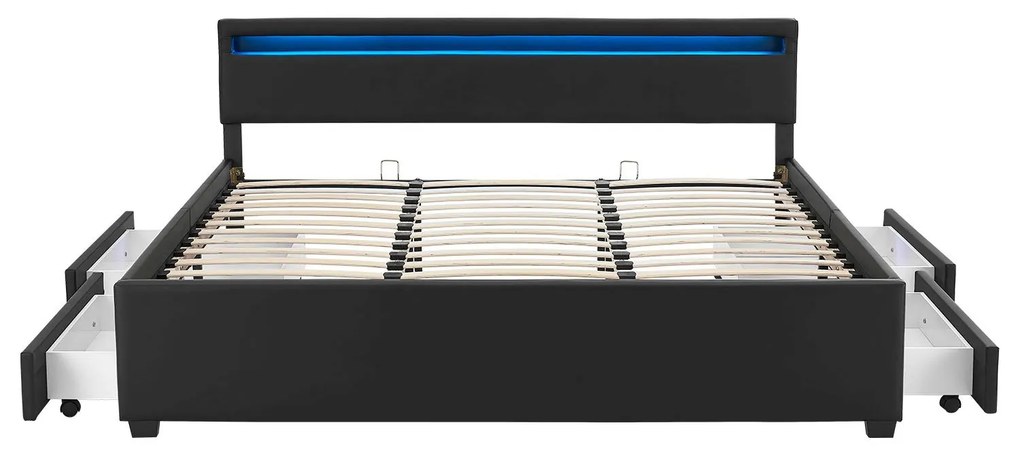 Deuba Kárpitozott ágy Lyon 140 x 200 cm - fekete