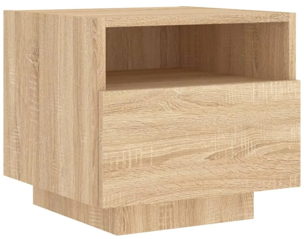 2 db sonoma tölgy színű éjjeliszekrény LED-ekkel 40x39x37 cm