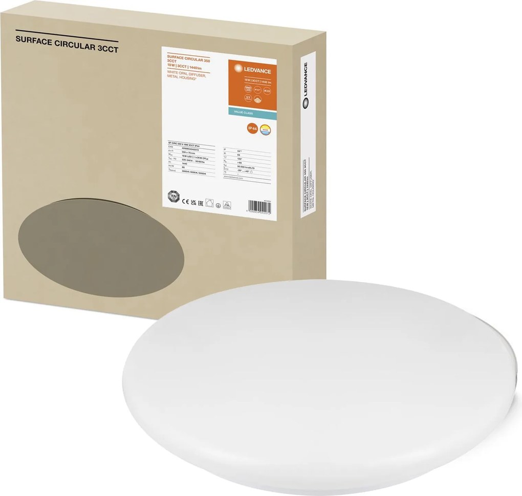 Led plafon 18W 1440lm 3000K 4000K 5000K Cct Fehér 35cm Surface