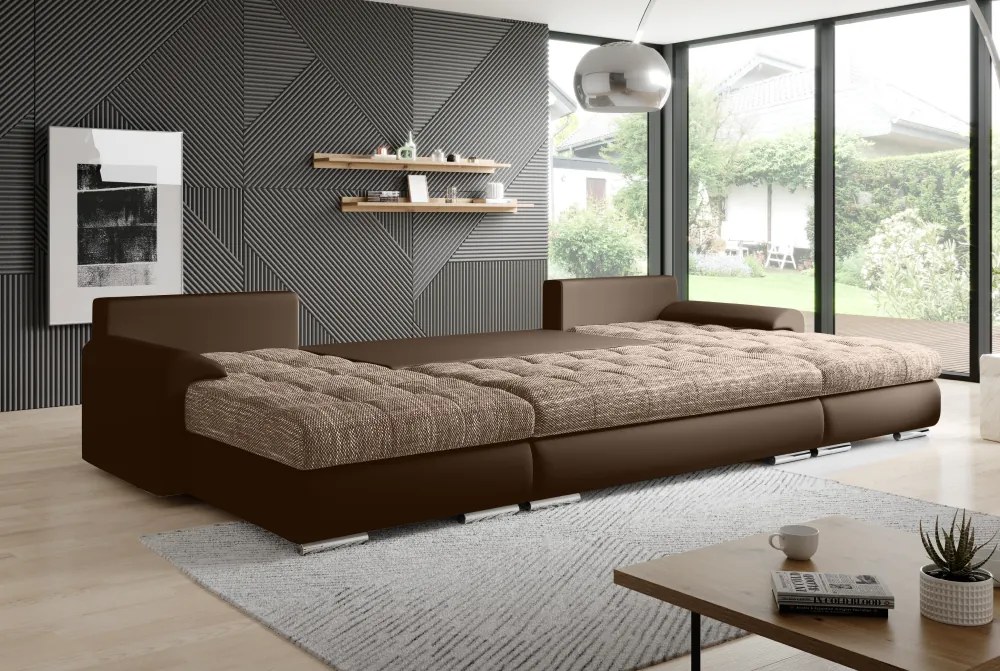 Univerzális ülőgarnitúra, ekobőr barna/barna melír, TOLITA U UNI