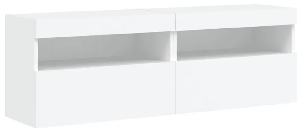 2 db fehér falra szerelhető TV-szekrény LED-ekkel 60x30x40 cm