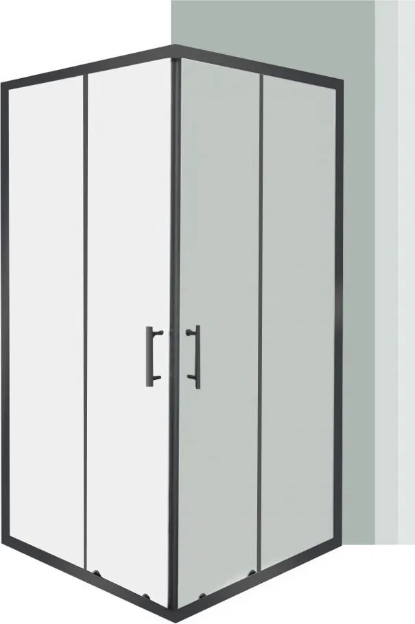 Spirit Clear 80x80x180 cm-es szögletes zuhanykabin, zuhanytálca nélkül fekete