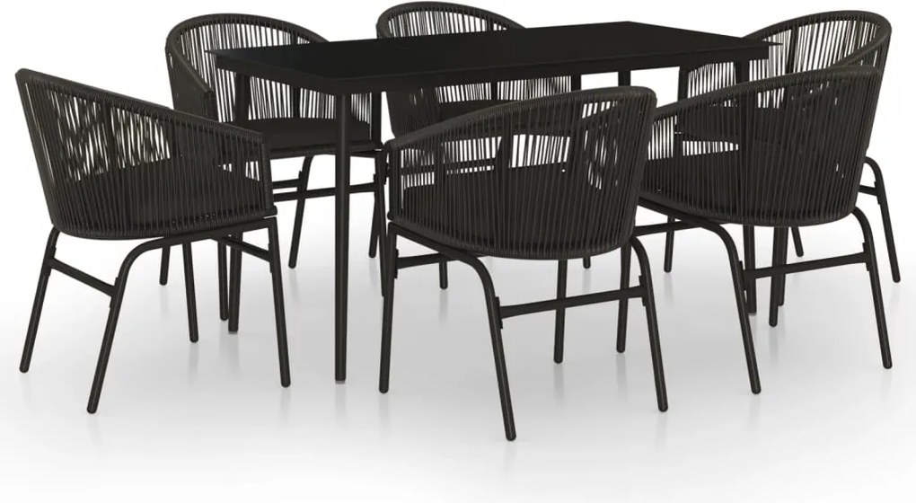 vidaXL 7 részes fekete kerti étkezőgarnitúra