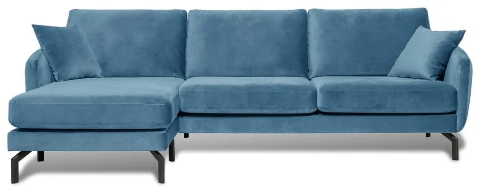 Magic kék bársony sarokkanapé, bal oldali - Scandic