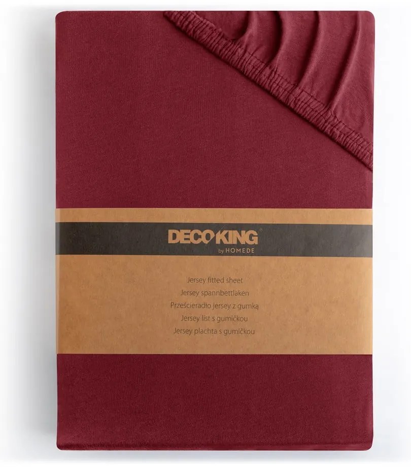 Borvörös gumis jersey lepedő 220x200 cm Amber – Restilo