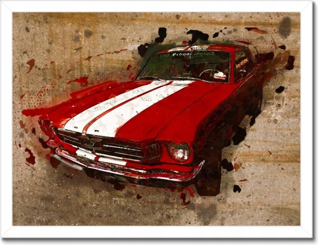 Poszter keretben 40x30 Piros Ford Mustang Usa