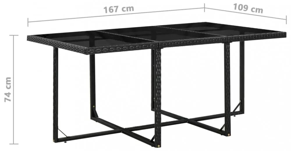 vidaXL 11-részes fekete polyrattan kültéri étkezőszett párnákkal