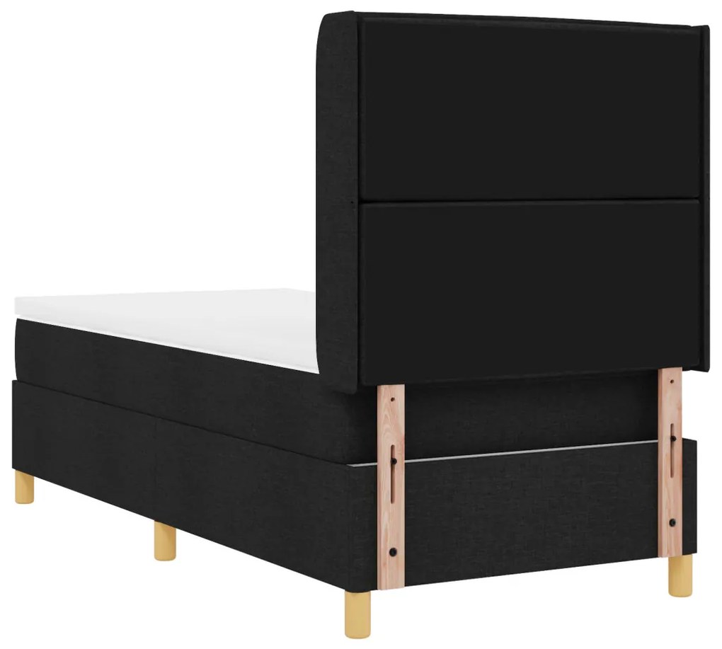 Box Spring ágy matraccal - Fekete, 80x200 cm, Szövet