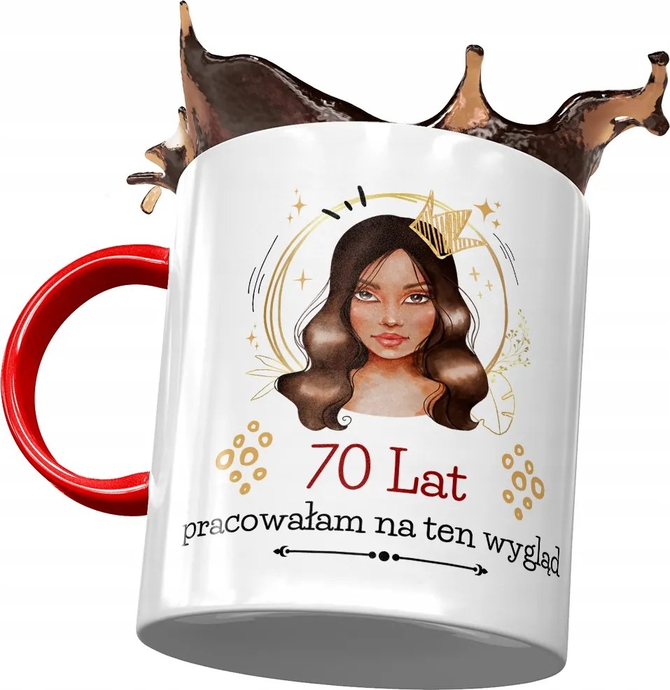 Piros Bögre Születésnapra 70 70-es 70-es Ajándék Nyomtatott Fotóval