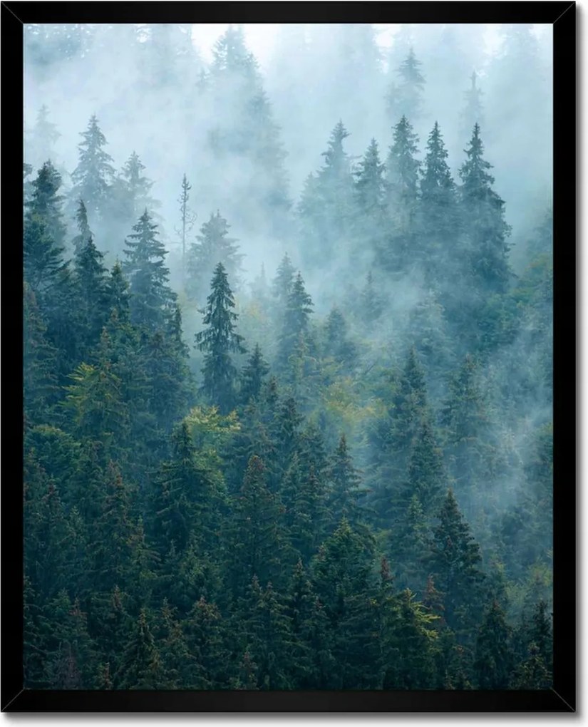 Poszter fekete keretben 40x50 Erdő a ködben Utazás