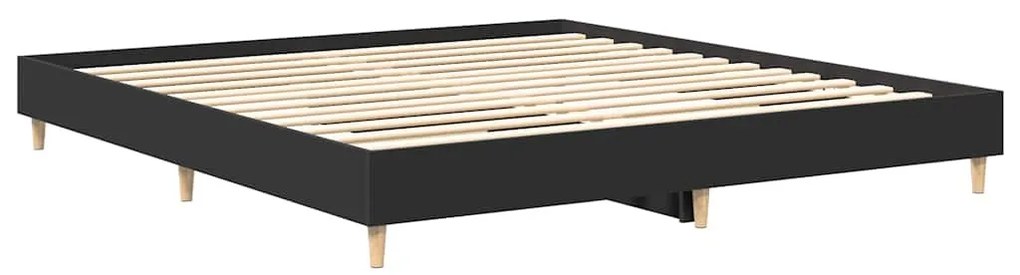 fekete szerelt fa ágykeret matrac nélkül 200 x 200 cm