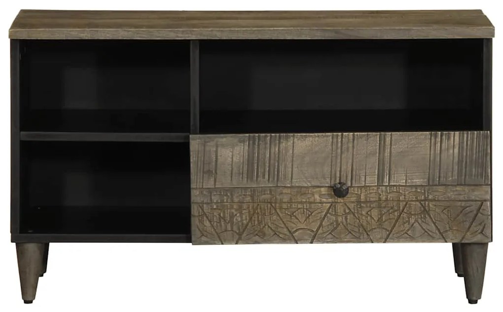 fekete tömör mangófa TV-szekrény 80 x 33 x 46 cm