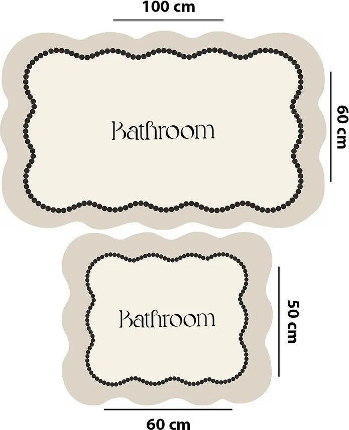 Krémszínű fürdőszobai kilépő szett 2 db-os 60x100 cm Bounde – Foutastic